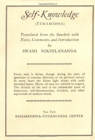 Ramakrishna-Vivekananda - “Self Knowledge : Atmabodha"