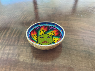 Huichol Beaded Bowl Hexagonal Face
