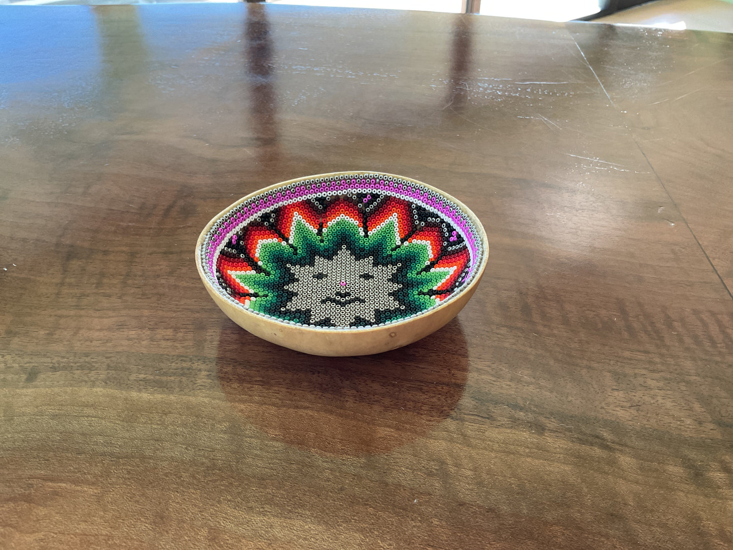 Huichol Beaded Bowl Star Face